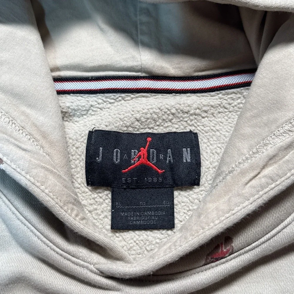 Jordan Hoodie Mens XL Gray Pullover Fleece Sweatshirt Allover J Player Print